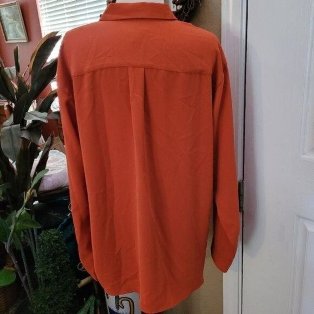 J.Jill Blouse Top Burnt Pumpkin Orange Medium button front down - Picture 3 of 5
